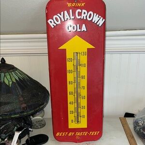 1948 Vintage Metal Thermometer Sign Royal Crown Cola ((ORIGINAL)) & ((WORKING))